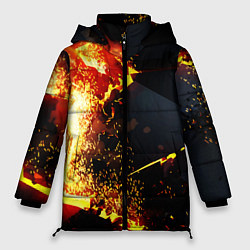 Куртка зимняя женская 3D ВЗРЫВ, ОБЛОМКИ NEON EXPLOSION, цвет: 3D-черный