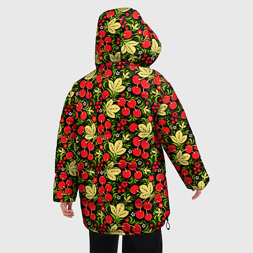 Женская зимняя куртка Черешни хохлома / 3D-Красный – фото 4