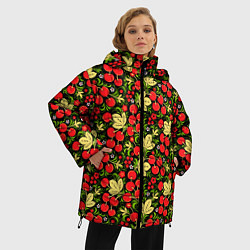 Куртка зимняя женская Черешни хохлома, цвет: 3D-красный — фото 2