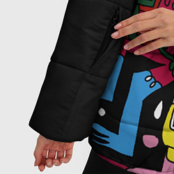 Куртка зимняя женская Разноцветные монстры, цвет: 3D-красный — фото 2