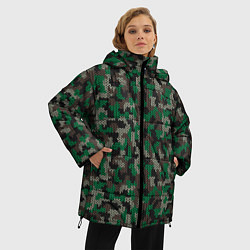 Куртка зимняя женская Зелёный Вязаный Камуфляж, цвет: 3D-светло-серый — фото 2