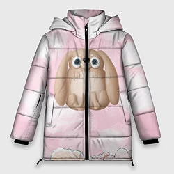 Куртка зимняя женская Большой забавный заяц, цвет: 3D-красный