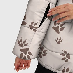 Куртка зимняя женская Бежевый паттерн лапки, цвет: 3D-черный — фото 2