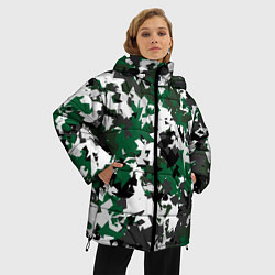Куртка зимняя женская Зелено-черный камуфляж, цвет: 3D-красный — фото 2