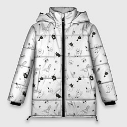 Куртка зимняя женская Набор смешных котов, цвет: 3D-красный