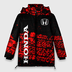 Куртка зимняя женская Honda Следы от шин, цвет: 3D-красный