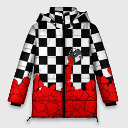 Куртка зимняя женская Много любви Сердца, цвет: 3D-светло-серый