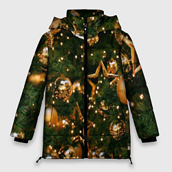 Куртка зимняя женская Праздничная Елочка, цвет: 3D-черный