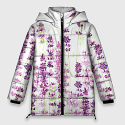 Куртка зимняя женская Цветы Лаванды акварелью, цвет: 3D-красный