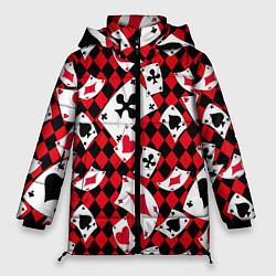 Куртка зимняя женская Карты масти, цвет: 3D-красный