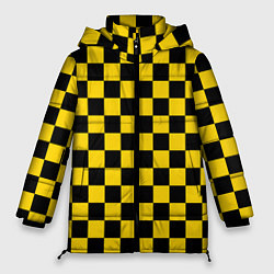 Куртка зимняя женская Такси Шахматные Клетки, цвет: 3D-светло-серый