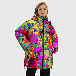 Куртка зимняя женская Пиксельный камуфляж Токсик, цвет: 3D-черный — фото 2