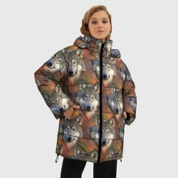 Куртка зимняя женская Волки Wolfs паттерн, цвет: 3D-черный — фото 2