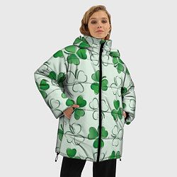 Куртка зимняя женская Трехлистный клевер День Св Патрика, цвет: 3D-светло-серый — фото 2