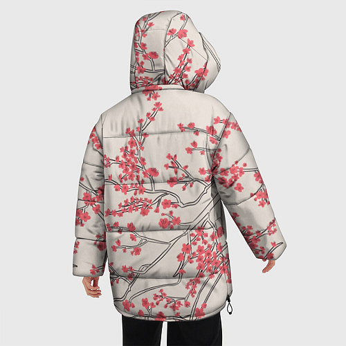 Женская зимняя куртка Красные цветы на ветках / 3D-Красный – фото 4