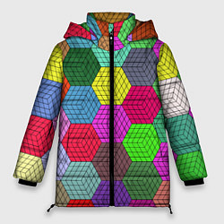 Куртка зимняя женская Геометрический узор Pattern, цвет: 3D-красный
