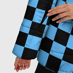 Куртка зимняя женская Шахматная доска Синяя, цвет: 3D-красный — фото 2