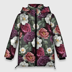 Куртка зимняя женская Bouquet of flowers pattern, цвет: 3D-светло-серый