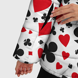 Куртка зимняя женская Картёжные Масти, цвет: 3D-красный — фото 2