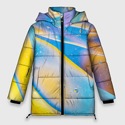 Куртка зимняя женская Градиент Жёлто-Голубая Абстракция, цвет: 3D-светло-серый