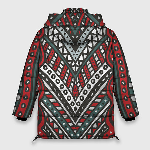 Женская зимняя куртка Узор абстракция Рисунок от руки в стиле дудл Красн / 3D-Светло-серый – фото 2