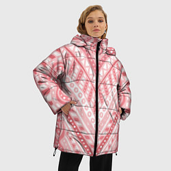 Куртка зимняя женская Абстракция в стиле дудл Розовый и белый цвета Лини, цвет: 3D-светло-серый — фото 2