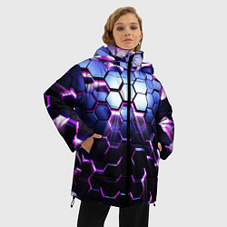 Куртка зимняя женская Соты - 3d, цвет: 3D-черный — фото 2