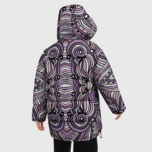 Женская зимняя куртка Абстракция Разноцветный калейдоскоп Фиолетовый, че / 3D-Светло-серый – фото 4