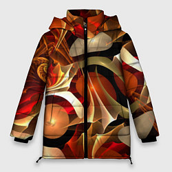 Куртка зимняя женская Абстрактные цифровые спирали, цвет: 3D-черный