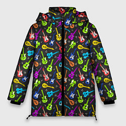 Куртка зимняя женская Разноцветные Гитары, цвет: 3D-красный
