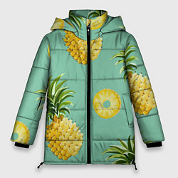 Куртка зимняя женская Большие ананасы, цвет: 3D-светло-серый
