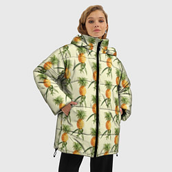 Куртка зимняя женская Побеги ананасов, цвет: 3D-черный — фото 2