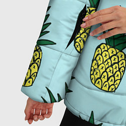 Куртка зимняя женская Рисунок ананасов, цвет: 3D-черный — фото 2