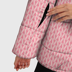 Куртка зимняя женская Вязаный простой узор косичка Три оттенка розового, цвет: 3D-светло-серый — фото 2