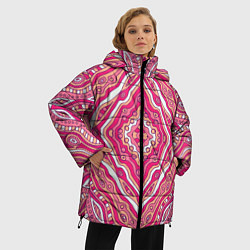 Куртка зимняя женская Абстракция Узор розового цвета, цвет: 3D-черный — фото 2