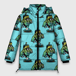 Куртка зимняя женская БАНКА НА СКЕЙТБОРДЕ, цвет: 3D-светло-серый