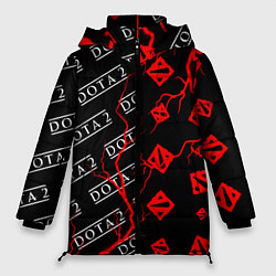 Куртка зимняя женская DOTA 2 Молнии Паттерны, цвет: 3D-черный