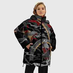 Куртка зимняя женская Самурай и змей, цвет: 3D-красный — фото 2