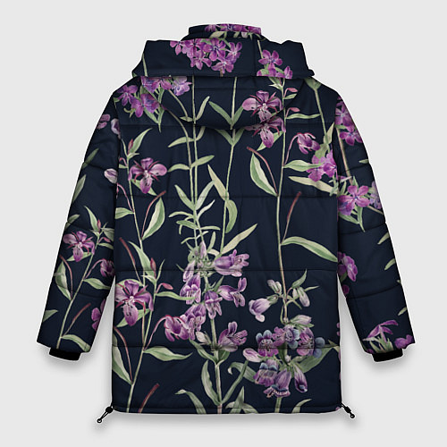 Женская зимняя куртка Цветы Фиолетовые / 3D-Светло-серый – фото 2