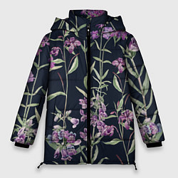 Куртка зимняя женская Цветы Фиолетовые, цвет: 3D-светло-серый