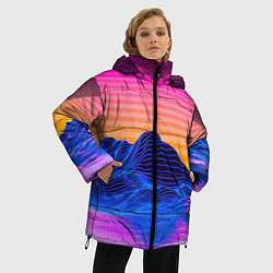Куртка зимняя женская РЕТРО НЕОН CYBERPUNK, цвет: 3D-светло-серый — фото 2