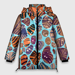 Куртка зимняя женская Разноцветные камушки, цветной песок, пальмовые лис, цвет: 3D-светло-серый