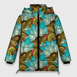 Куртка зимняя женская Абстрактные лепестки цветов, цвет: 3D-красный