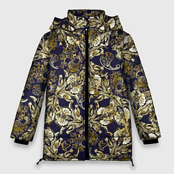 Куртка зимняя женская Узоры и листья, цвет: 3D-черный