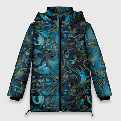 Куртка зимняя женская Blue Abstract Узоры, цвет: 3D-красный