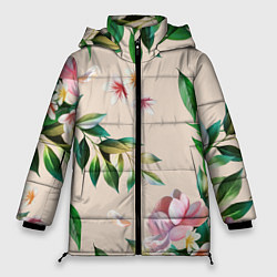 Куртка зимняя женская Цветы Летние, цвет: 3D-черный