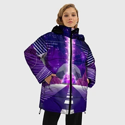 Куртка зимняя женская Vaporwave Neon Space, цвет: 3D-черный — фото 2