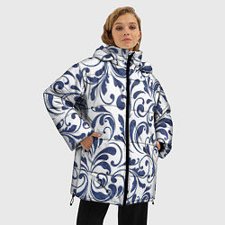 Куртка зимняя женская Гжелевый рисунок, цвет: 3D-черный — фото 2