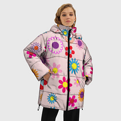 Куртка зимняя женская Мультяшные цветочки, цвет: 3D-красный — фото 2