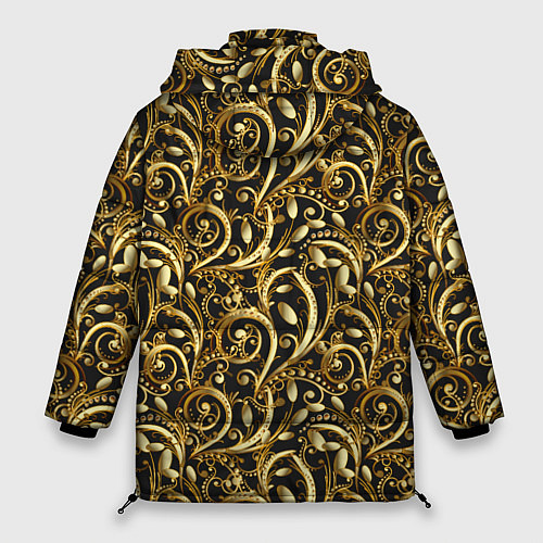 Женская зимняя куртка Золотистые узоры / 3D-Светло-серый – фото 2